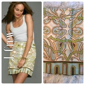 J. Crew Trastevere Green Blue Paisley Mini Skirt